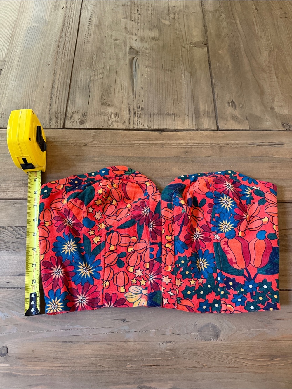 Farm Rio Women’s Floral Orange Strapless Top - Picture 2 of 5